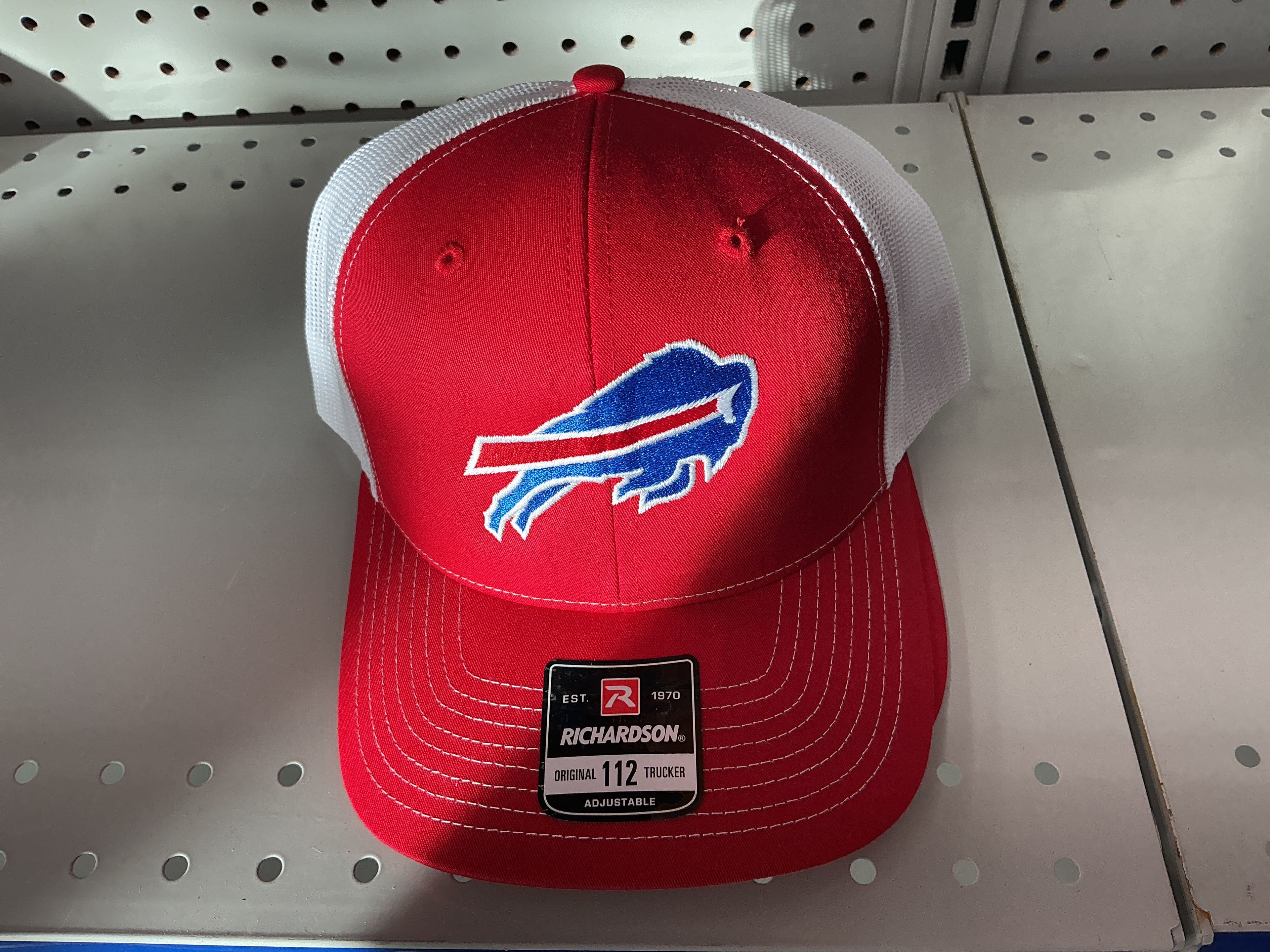 Bills red and white trucker hat