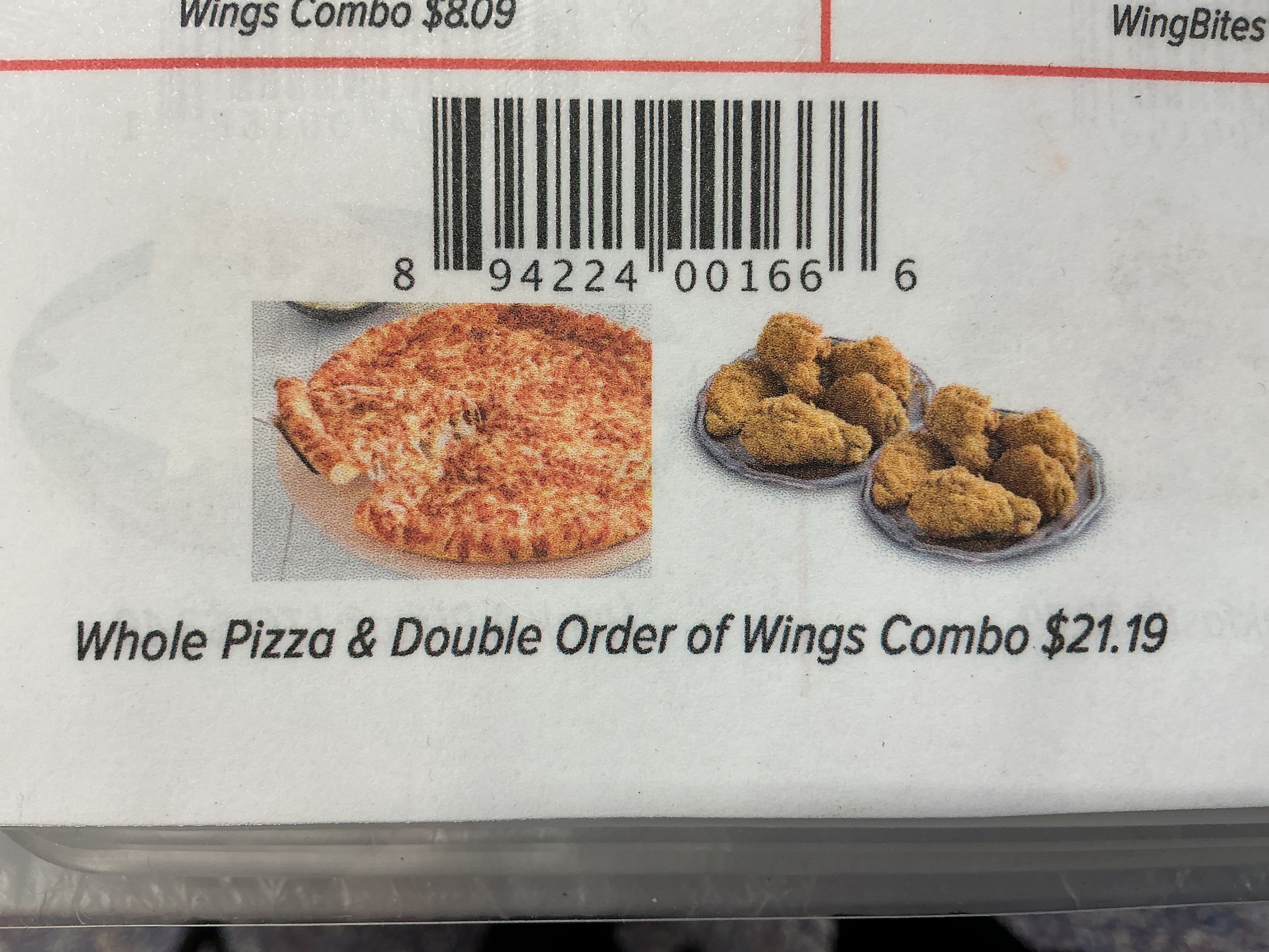 Whole Pizza & Double order of wings combo