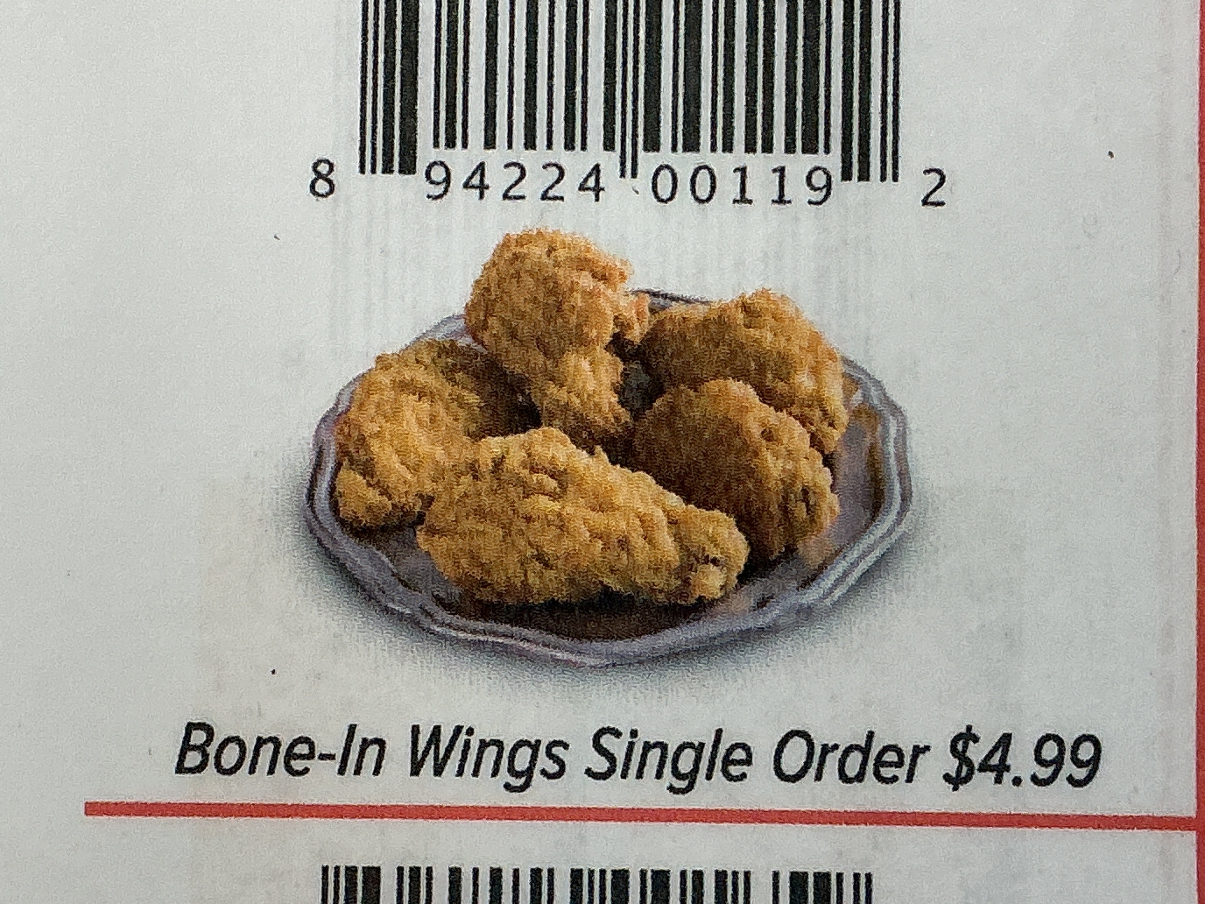 Bone-in wings single order