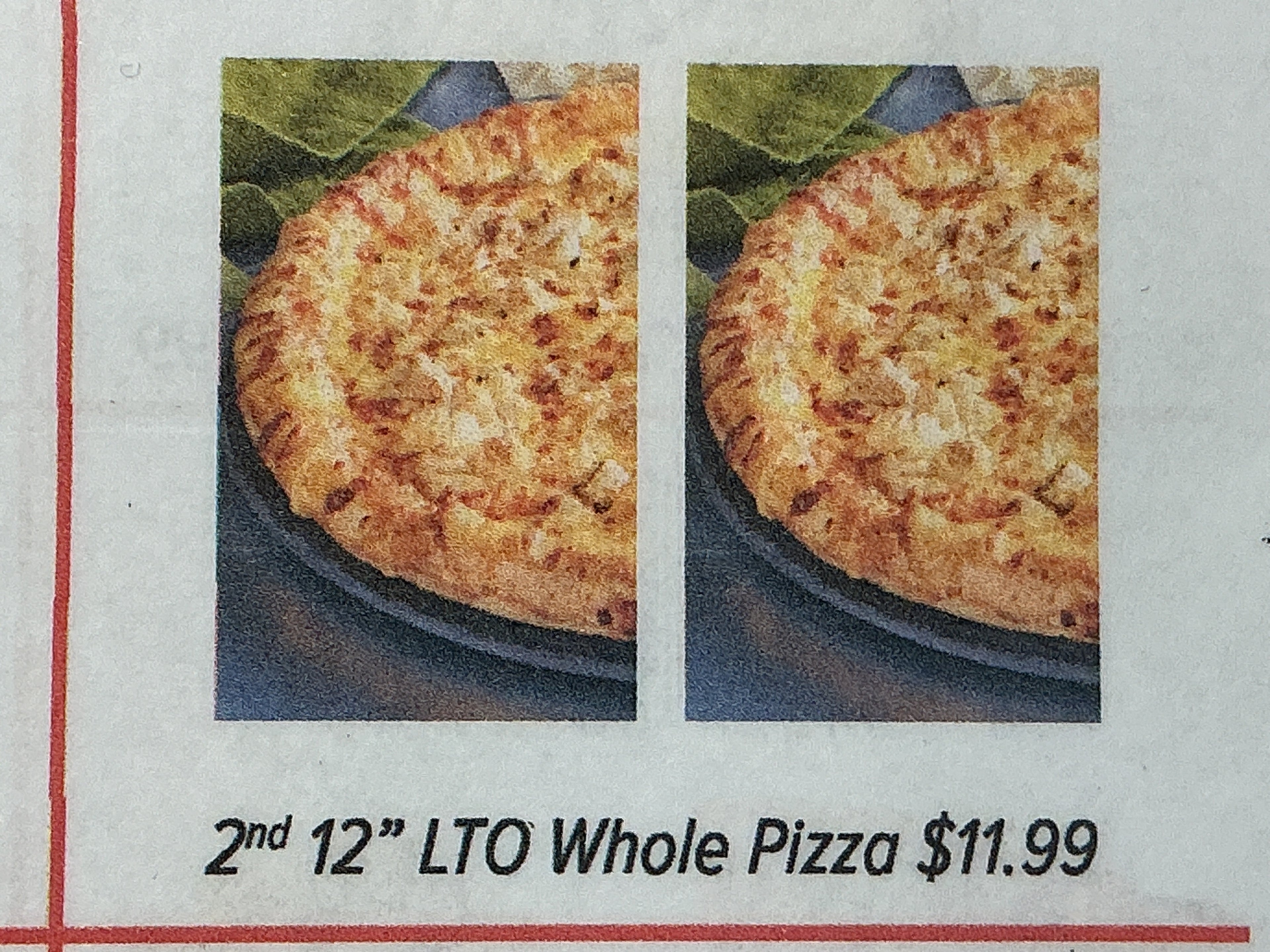 2nd 12” LTO Whole Pizza